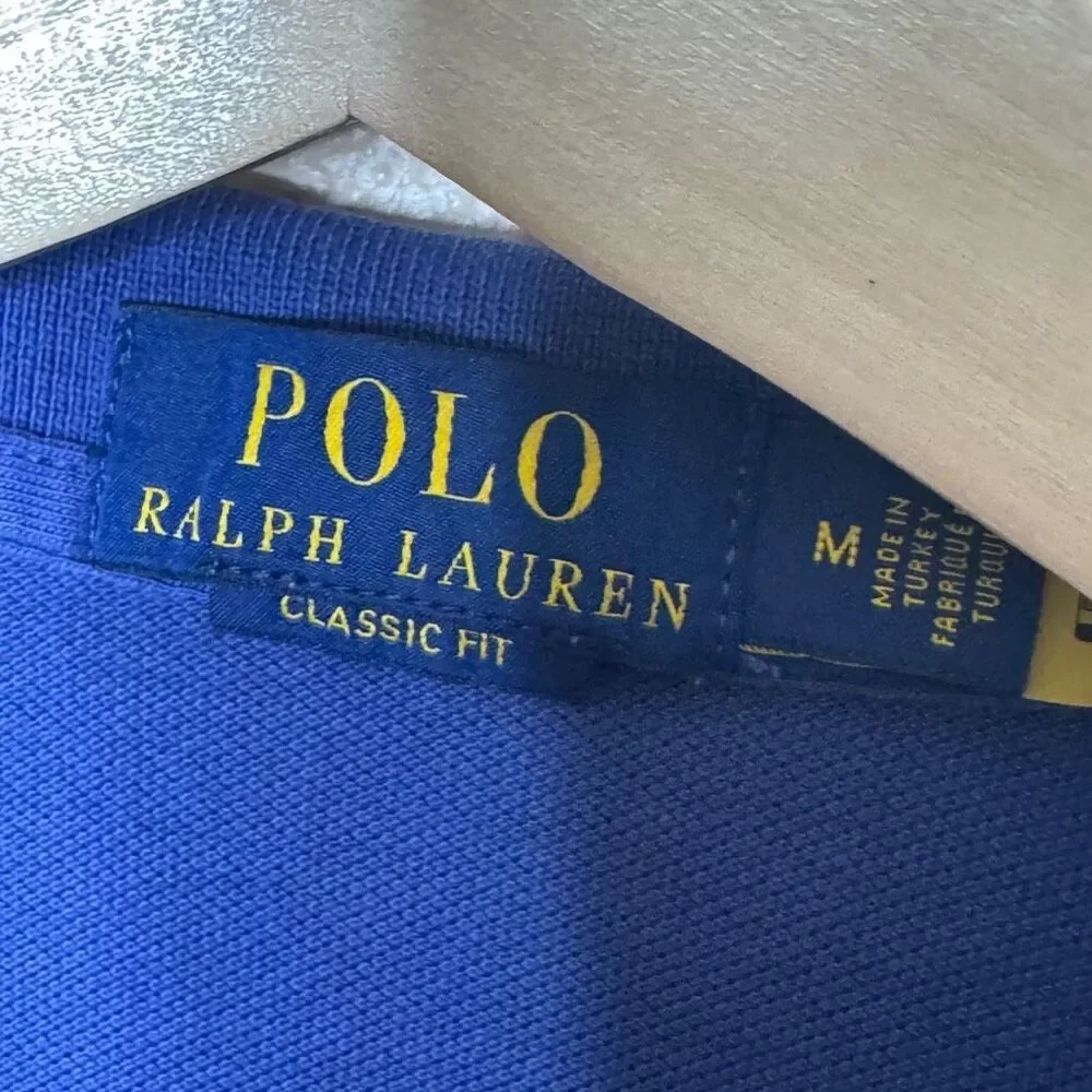 Poll Ralph Lauren Shirt Mens Medium Blue Polo Short Sleeve Cotton Soft Classic